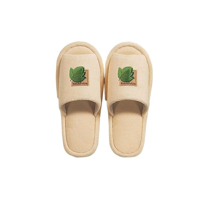 Senko Japan Tiny Leaf Slippers Free Size Beige Embroidered Toilet Shoes 78888