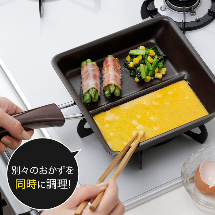 Shimomura Kihan 31370 煎锅分隔双烤架铁燃气火 Ih 兼容日本鸡蛋烤架炒菜