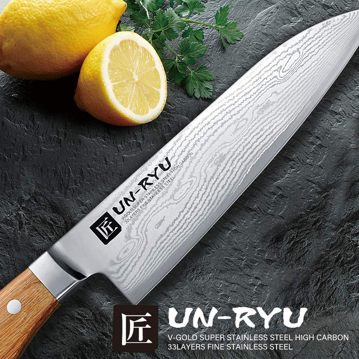 Shimomura Kougyou Made In Japan Santoku Knife Damascus Steel Vg-10 33 Layers Unryu Niigata Tsubamesanjo