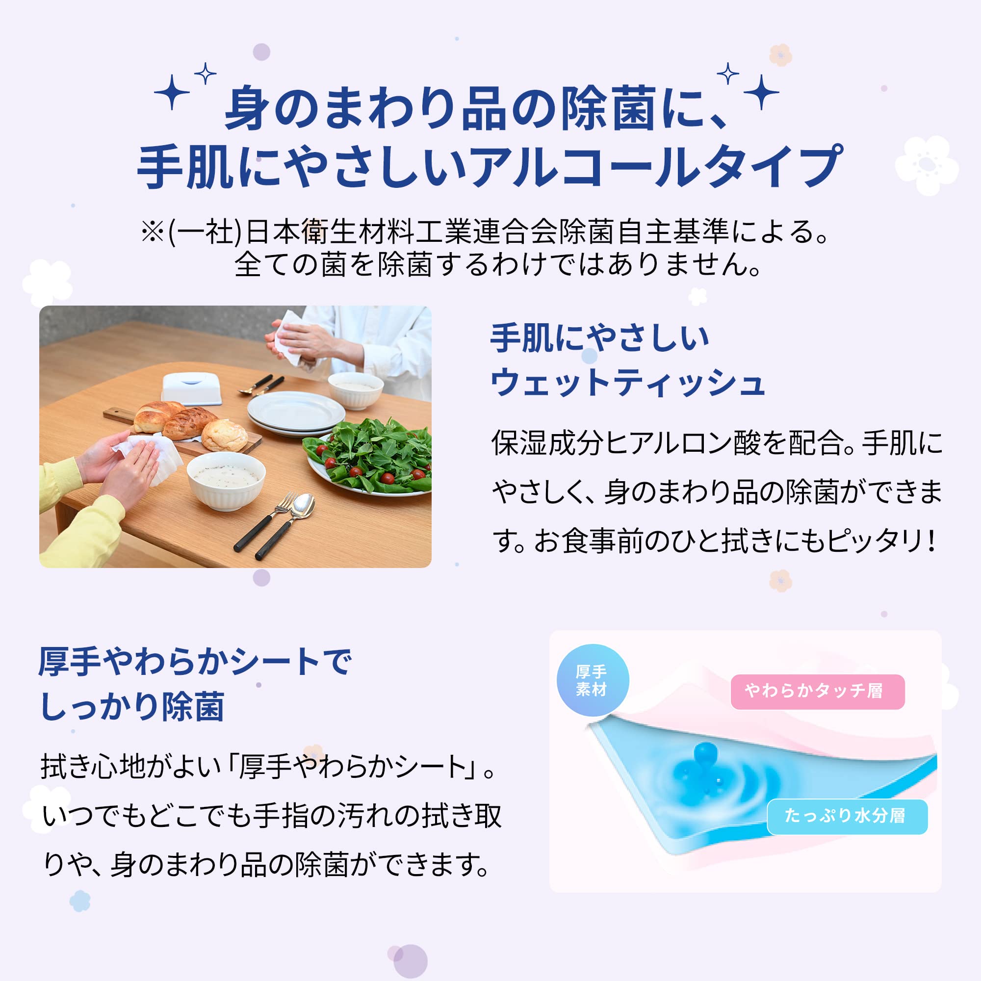 Silcot Wet Wipes Disinfecting Alcohol Type Hyaluronic Acid Blend Refill 320 Sheets (40 Sheets X 8)