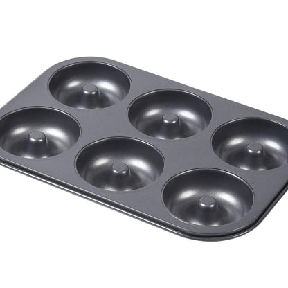 Soratobu Frying Pan Japan Silicone Treated 6P Steel Non-Stick Baked Donut Mold
