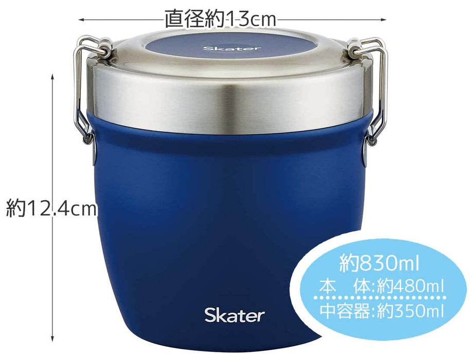 Skater Japan 800Ml Bento Box - Heat Insulated Stainless Steel - Antibacterial - Blue (Stlbd8Ag-A)
