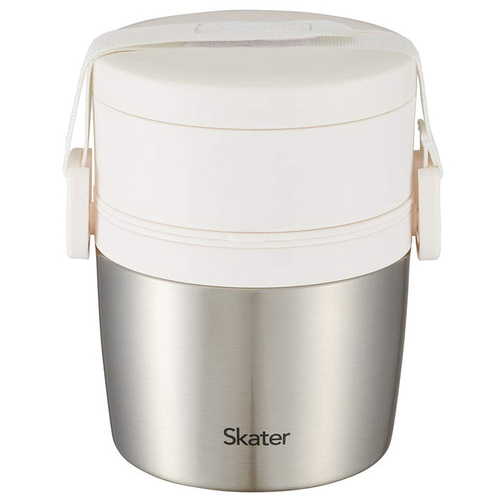 Skater Japan Vacuum Insulated Vertical Stainless Steel Lunch Box Bento Box 600Ml White Stlbt6