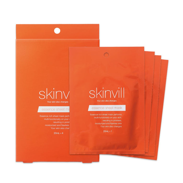 Skinvill 日本精華面膜 20 毫升 4 片裝 |保濕面膜
