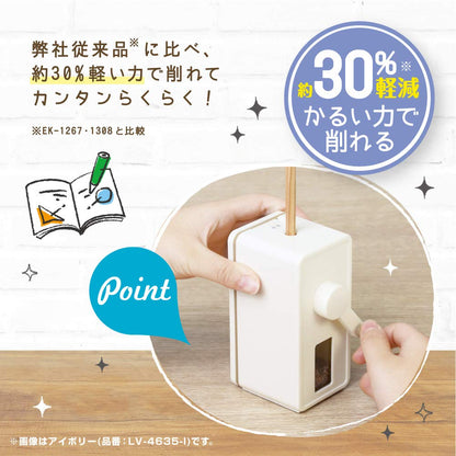 Sonic Japan Toppin Manual Pencil Sharpener Lv-4635-I Vertical Slim Ivory