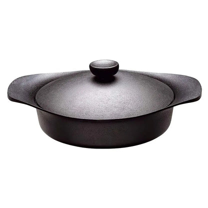Nihon Yoshokki Cast Iron Induction Shallow Casserole 22Cm Japan W/Lid & Fork