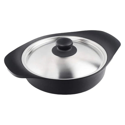 Nihon Yoshokki Cast Iron Induction Shallow Casserole 22Cm Japan W/ Stainless Steel Lid