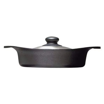 Nihon Yoshokki Cast Iron Induction Shallow Casserole 22Cm Japan W/ Stainless Steel Lid