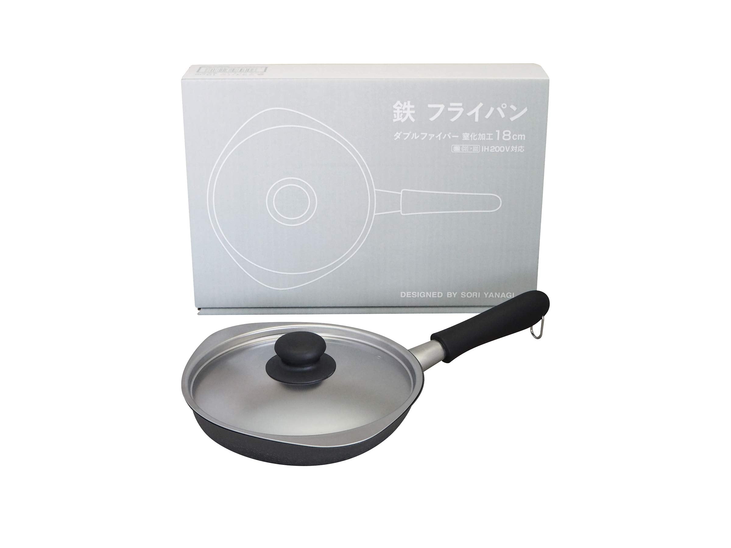Sori Yanagi Japan Iron Frying Pan 18Cm [Nitriding] With Lid Ih Compatible