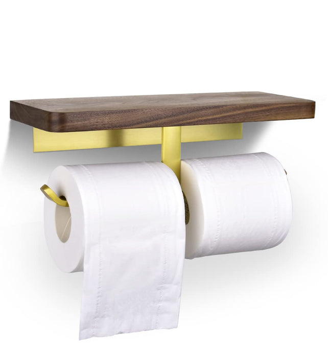 Excellence Club Souyuukai Toilet Paper Holder Wall Hanging American Walnut Wood No Drilling Stylish 5Kg Load Capacity Japan