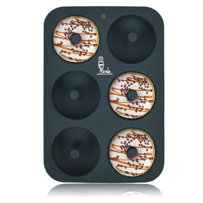 Super Kitchen Donut Mold Silicone Cake Molds 6 Pcs Heat Resistant Non-Stick Easy To Clean - Japan (1 Piece Dark Gray)”