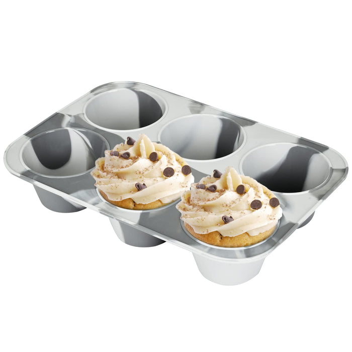 Super Kitchen 6-Cavity Silicone Muffin Mold Plate Non-Stick Cupcake Pan Donut Mixed Gray Japan