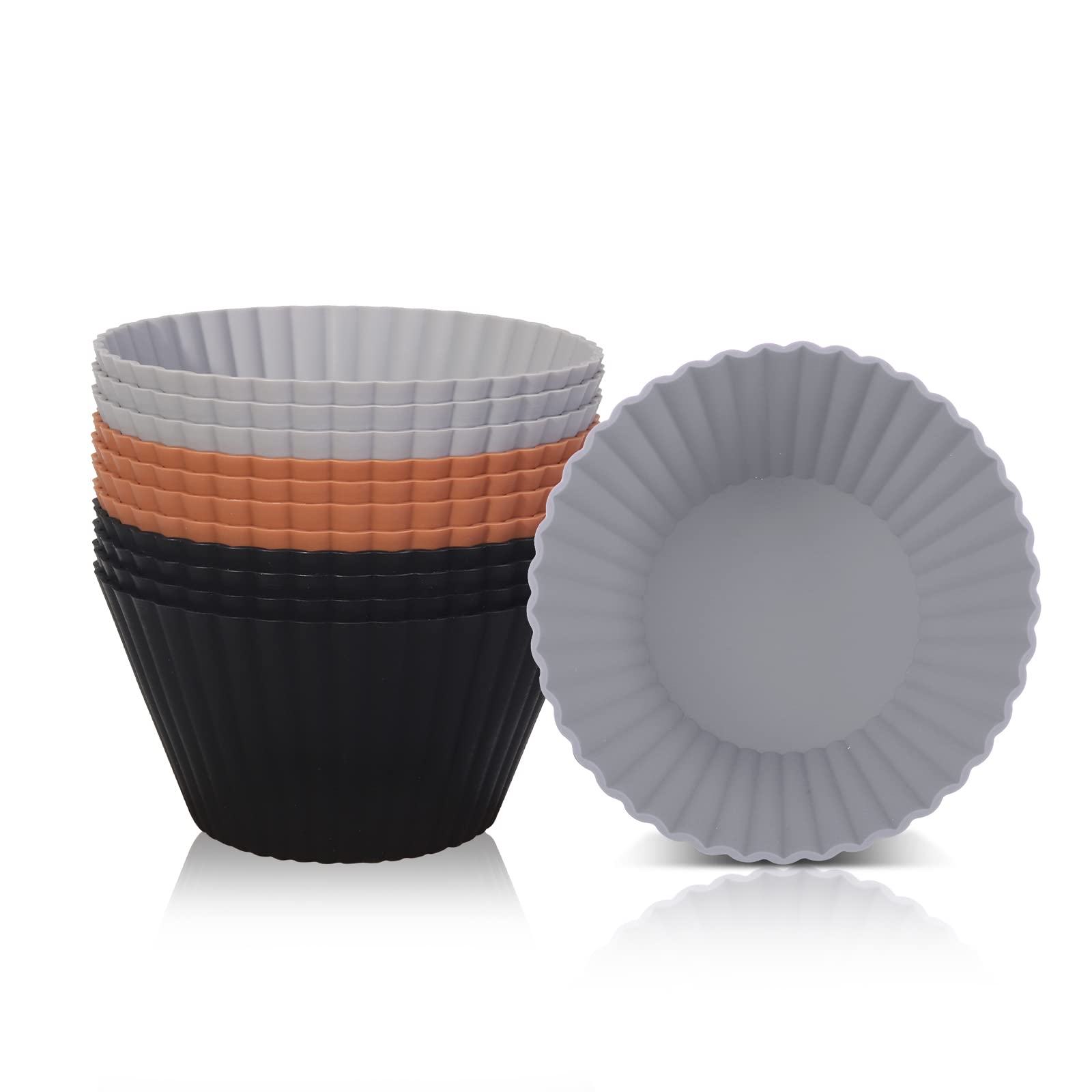 Super Kitchen 9.2Cm Large Silicone Muffin Mold Canelé Mold 12 Non-Stick Cupcake Cups Japan Heat Resistant Reusable Muffin Cup Baking Utensils