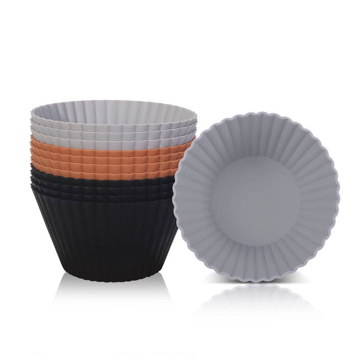 Super Kitchen 9.2Cm Large Silicone Muffin Mold Canelé Mold 12 Non-Stick Cupcake Cups Japan Heat Resistant Reusable Muffin Cup Baking Utensils