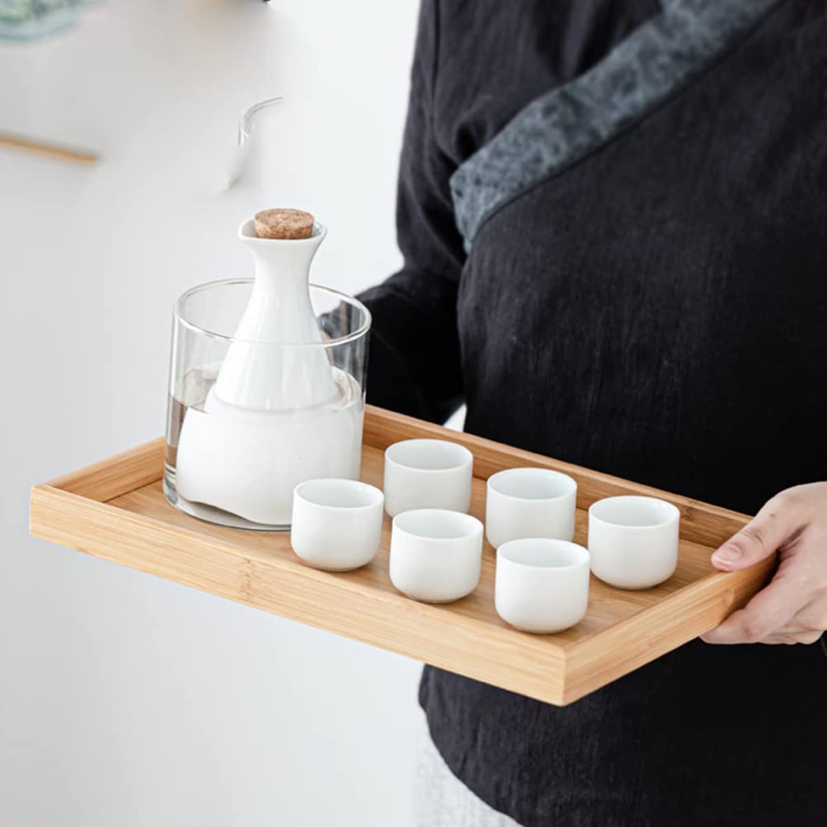 Sxrc 9-Piece Creative Sake Set Japan - Warming Bowl Tokkuri 6 Cups Tray Whiskey Bottle Barware