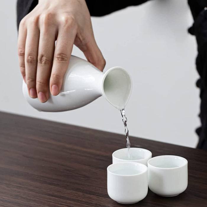Sxrc 9-Piece Creative Sake Set Japan - Warming Bowl Tokkuri 6 Cups Tray Whiskey Bottle Barware