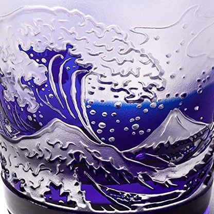 Taburō Koubou Edo Glass Red Fuji Nami Fuji Sakura Cup Pair Japan Tb022-204R_206B Cosmetic Box