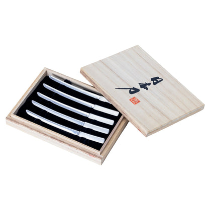 Takeda Hand Polished Japanese Sword Katana Shaped Stainless Steel Pastry Pick 12Cm Boxed Set (5-piece)