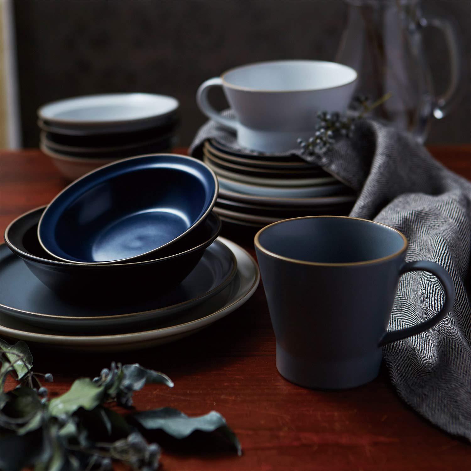 Tamaki Plate M Edge Line Gray 20Cm Diameter 2.2Cm Height Microwave & Dishwasher Safe Japan T-788516