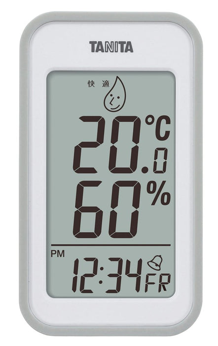 Tanita Japan Thermo-Hygrometer Clock Calendar Alarm Digital Wall Mounted Desktop Magnet Gray Tt-559Gy