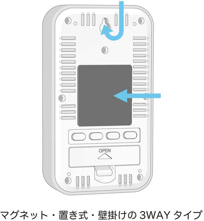Tanita Japan Thermo-Hygrometer Clock Calendar Alarm Digital Wall Mounted Desktop Magnet Gray Tt-559Gy
