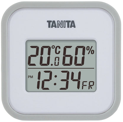 Tanita Tt-558Gy Digital Wall Mounted Thermo-Hygrometer Clock Calendar Japan (Includes Battery) - Temperature & Humidity Monitor