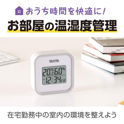 Tanita Tt-558Gy Digital Wall Mounted Thermo-Hygrometer Clock Calendar Japan (Includes Battery) - Temperature & Humidity Monitor