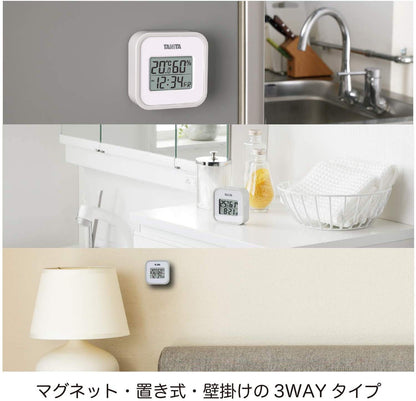 Tanita Tt-558Gy Digital Wall Mounted Thermo-Hygrometer Clock Calendar Japan (Includes Battery) - Temperature & Humidity Monitor