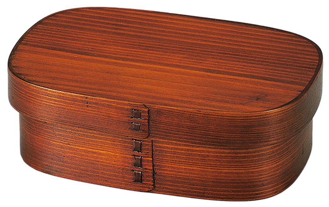 Tatsumiya Hakoya 1 層便當盒 700 毫升日本木製扒手漆棕色