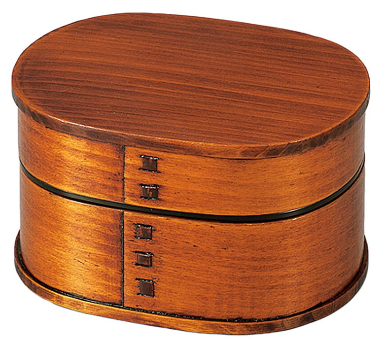 Tatsumiya 日本椭圆形双层午餐盒木质 590 扒手漆 W13.2Xd10.5Xh7.5 50139