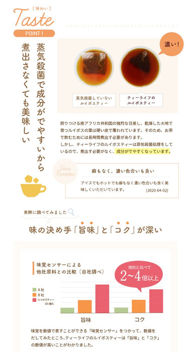 Tea Life Rooibos Tea 2.0G 101 Non-Caffeine Tea Bags Cold Brew Tea From Japan