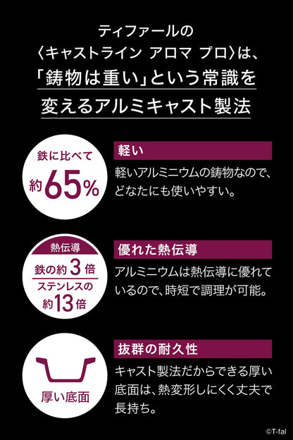 T-Fal Castline Aroma Pro Rice Pot With 3 Go Cooking Fluororesin Coating Ih Gas Fire Compatible - Non-Sticking Japan Black E25195