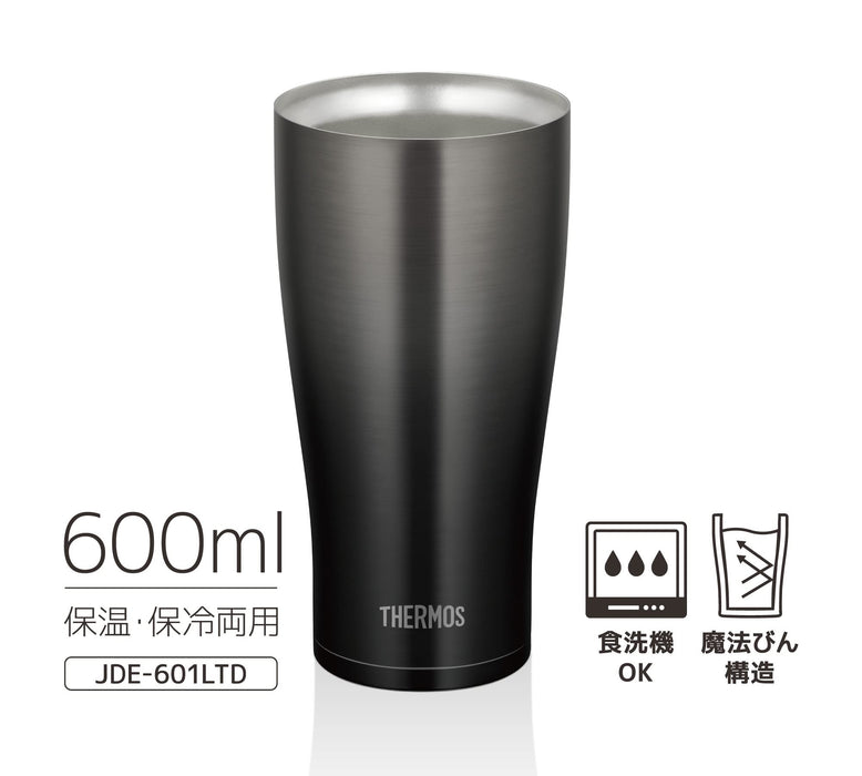 Thermos 600 毫升真空隔热杯黑色渐变色 Jde-601Ltd Bk-G 日本制造