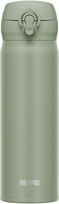 Thermos 500ml Vacuum Insulated Mobile Mug Smoked Khaki Lightweight One-Touch Open Easy Clean Spout