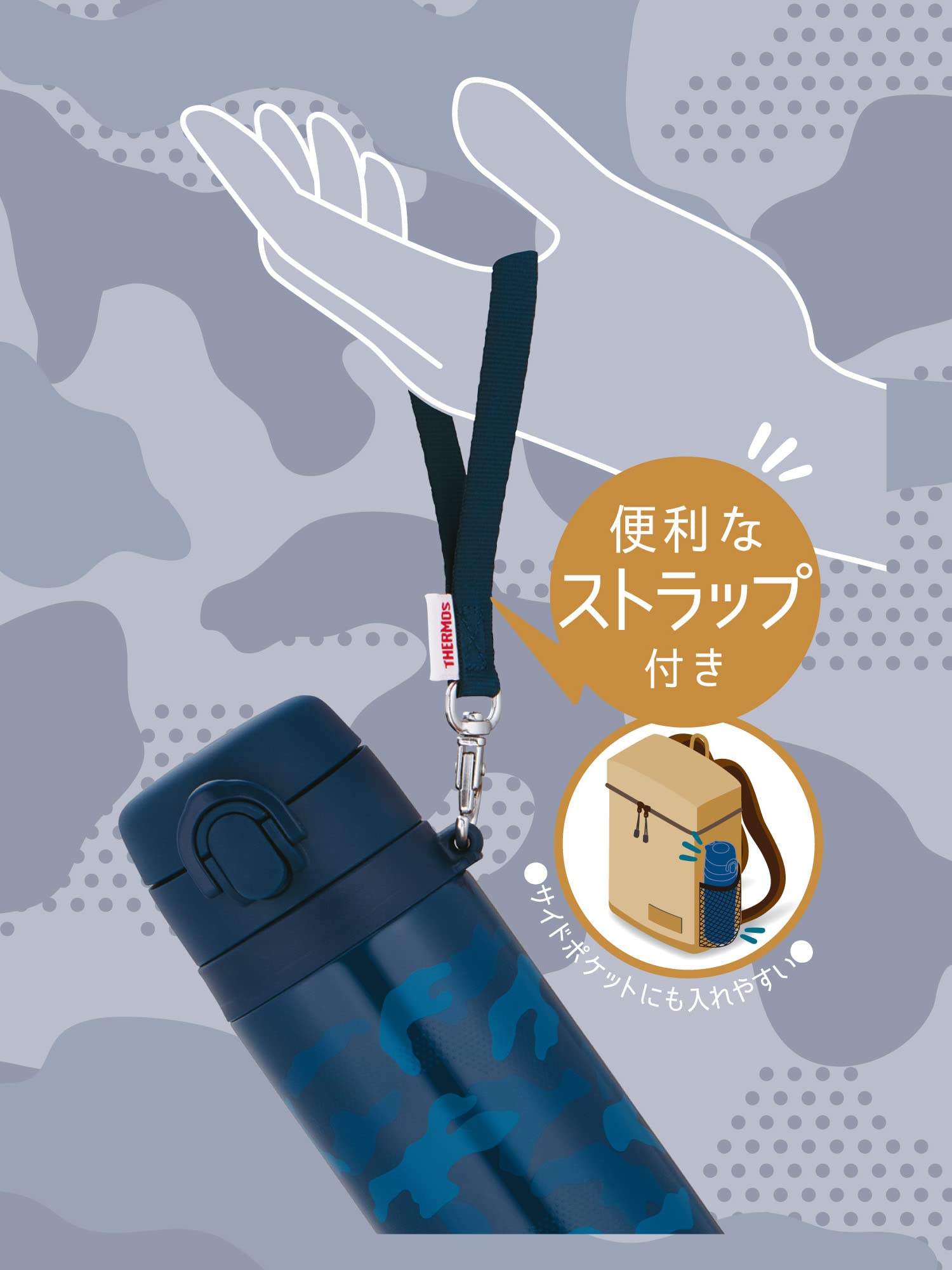 Thermos JNT-552 Navy Vacuum Insulated Mobile Mug 550ml Water Bottle