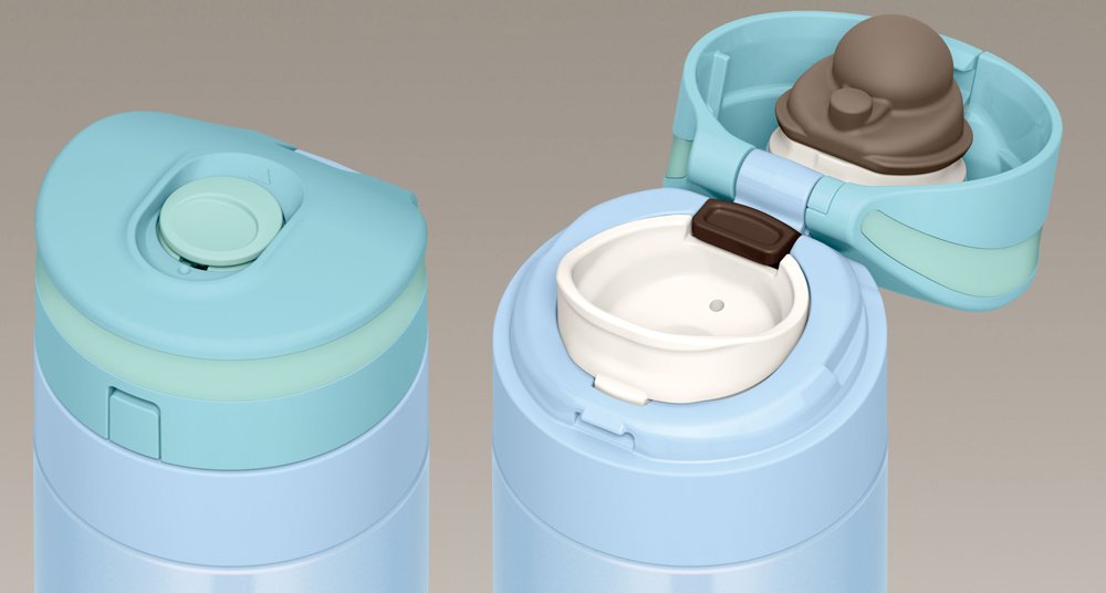 Thermos 0.45L Blue Water Bottle Vacuum Insulated Mobile Mug Japan One Touch Open Type Jns-450Bl