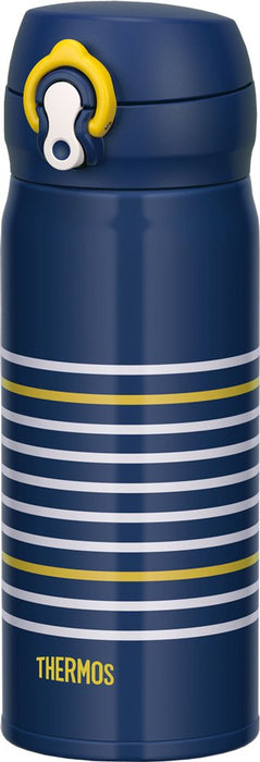 Thermos 0.4L Water Bottle Vacuum Insulated Mobile Mug One Touch Open Japan Jnl-402 Navy Yellow