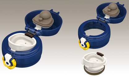 Thermos 0.4L Water Bottle Vacuum Insulated Mobile Mug One Touch Open Japan Jnl-402 Navy Yellow