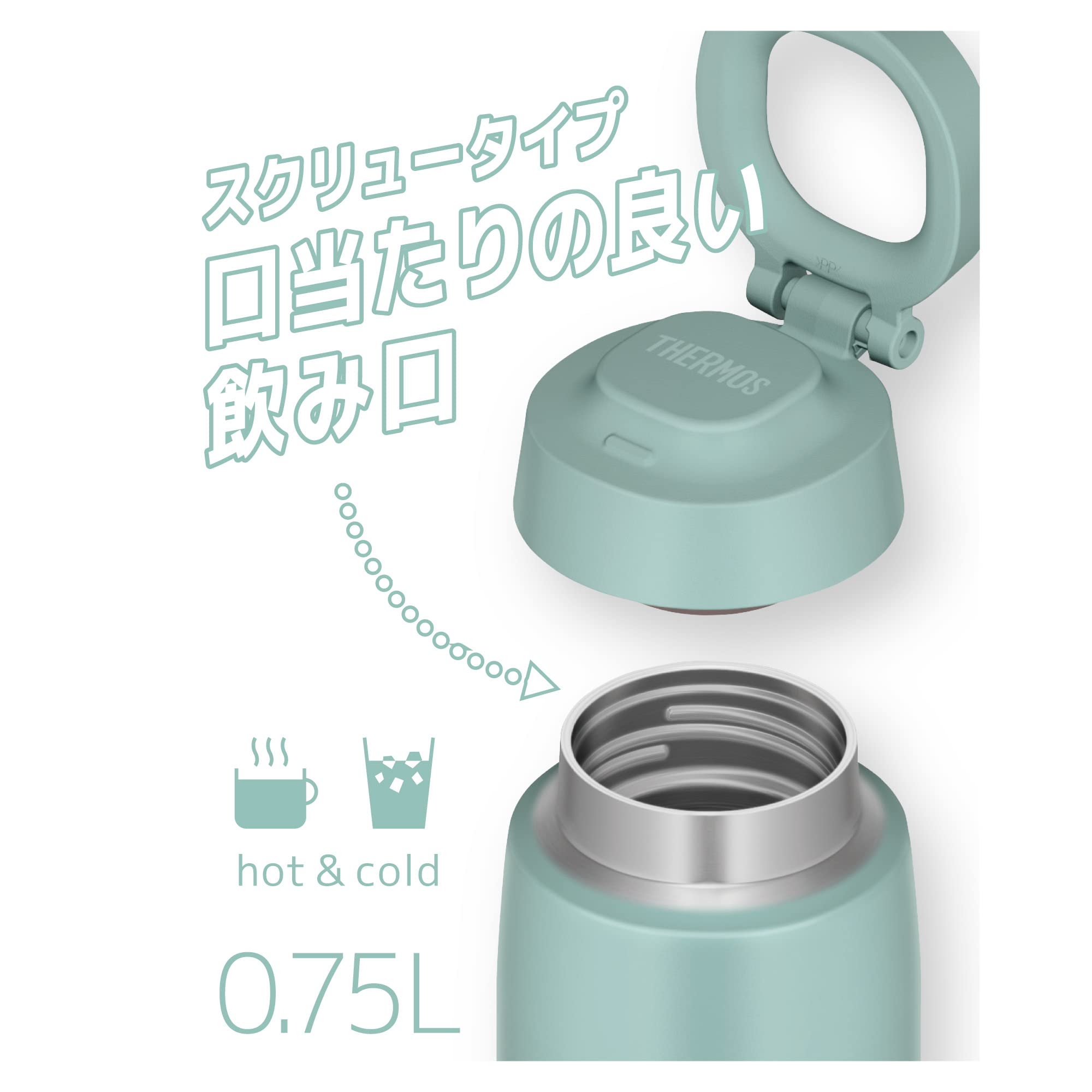 Thermos 750ml Mint Green Vacuum Insulated Water Bottle with Carry Loop