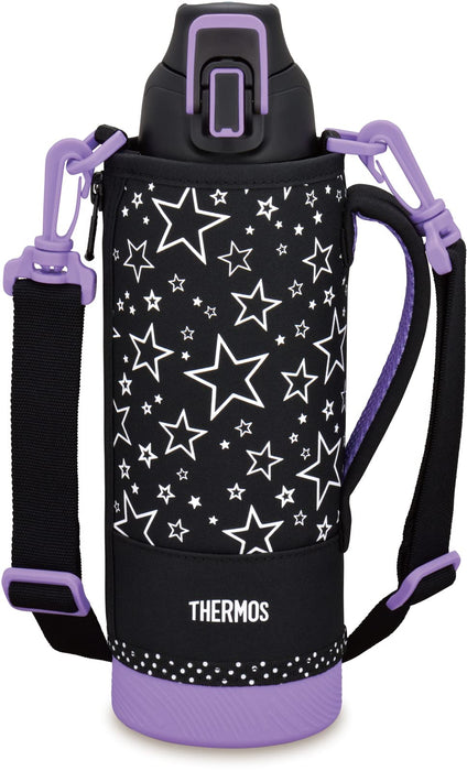 Thermos 1L Vacuum Insulated Black Purple Sports Water Bottle for Cold Storage - Fht-1002F Bkpl