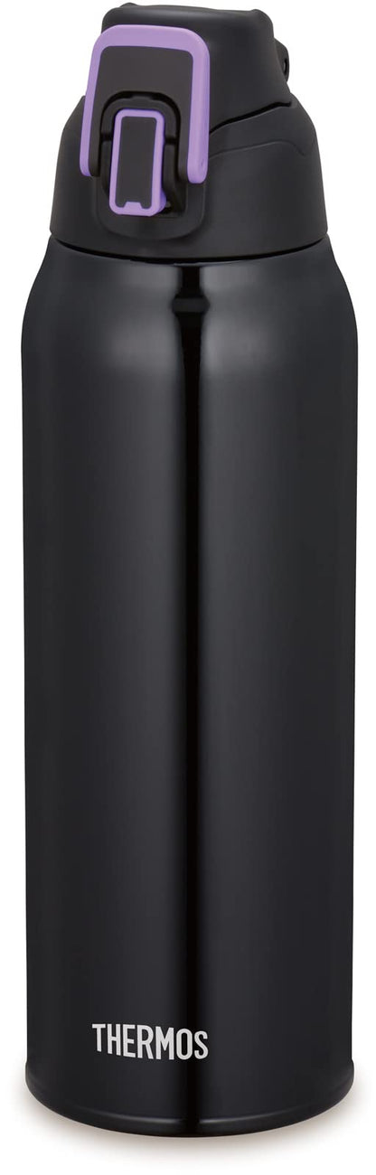 Thermos 1L Vacuum Insulated Black Purple Sports Water Bottle for Cold Storage - Fht-1002F Bkpl