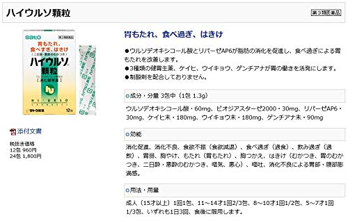 Sato Pharmaceutical Japan High Urso Granules 24 Capsules [Third Drug Class]