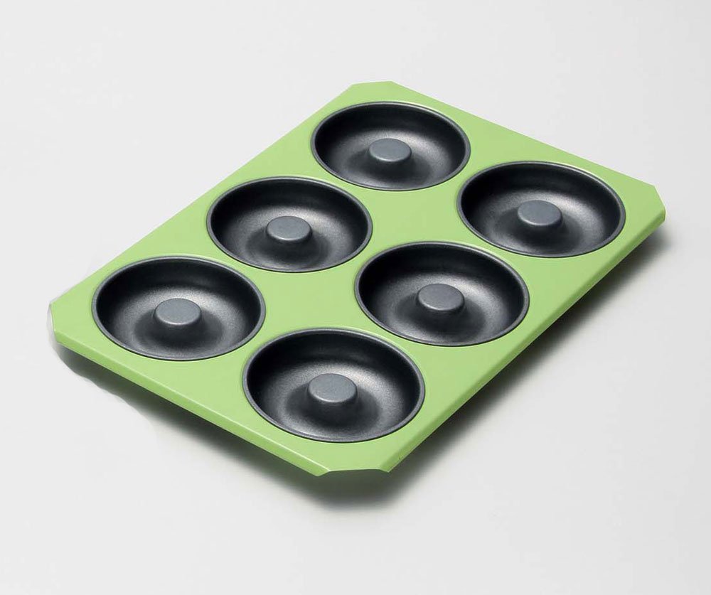 Tiger Crown Japan Donut Green 202X302X20Mm G. Donut 6P Steel Fluorine Resin 2 Coat Baked 3812