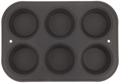 Tiger Crown Muffin Pan 6P Black Steel Japan Silicone Resin Coating 250° Heat Resistant 5068