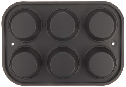 Tiger Crown Muffin Pan 6P Black Steel Japan Silicone Resin Coating 250° Heat Resistant 5068