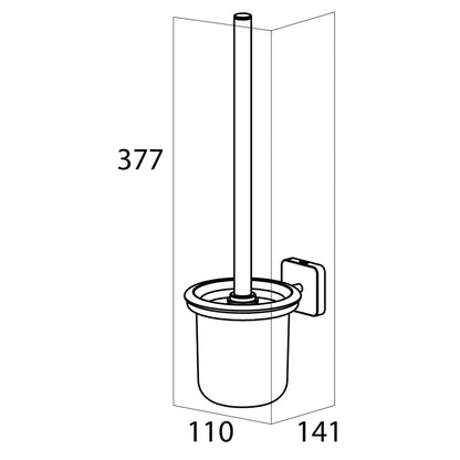 Tiger Onu Chrome Toilet Brush And Holder From Japan 11X37Cm 7X5.5Cm
