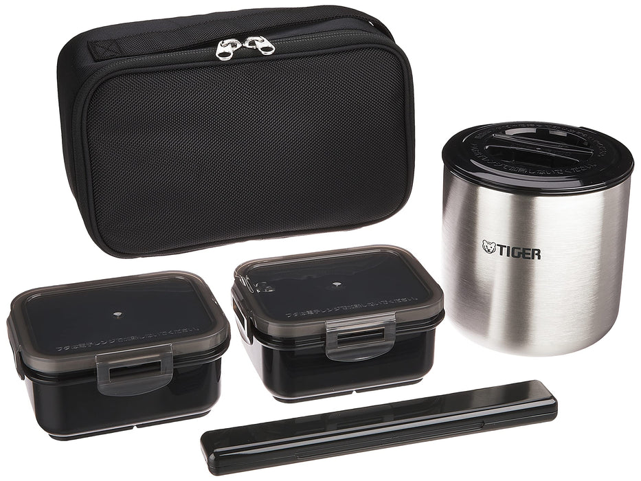 Tiger Thermos Insulated Lunch Box 2.3 Cups Pouch Black Japan Lwy-E461-K