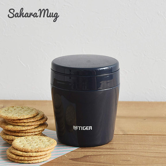 Tiger Thermos Vacuum Insulated Soup Jar 250Ml Japan Thermal Lunch Box Wide Mouth Round Bottom Indigo Blue Mcl-B025-Ai