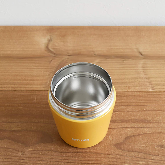 Tiger Thermos Vacuum Insulated Soup Jar 250Ml Japan Thermal Lunch Box Wide Mouth Round Bottom Saffron Yellow Mcl-B025-Ys
