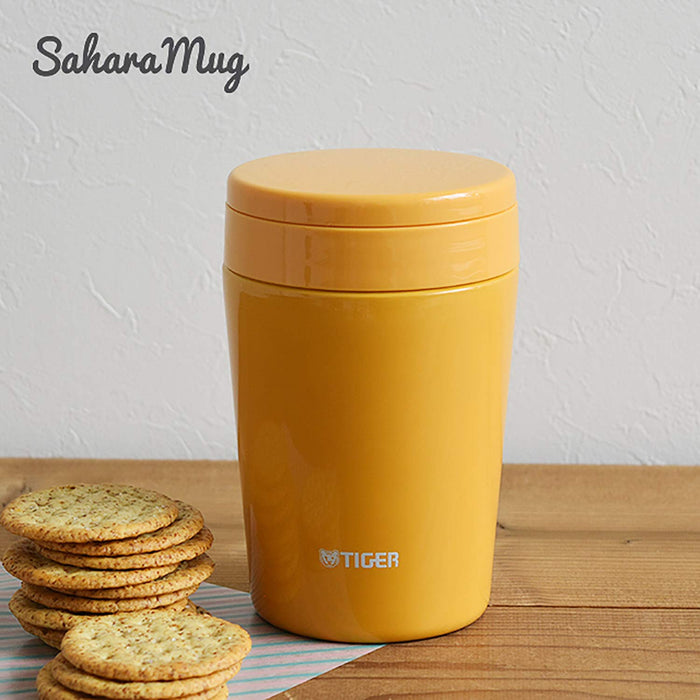 Tiger Thermos Vacuum Insulated Soup Jar 380Ml Japan Thermal Lunch Box Wide Mouth Round Bottom Saffron Yellow Mcl-B038-Ys